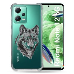 Coque Transparente Renforcée En Verre Trempé Pour Xiaomi Redmi Note 12 5G Loup
