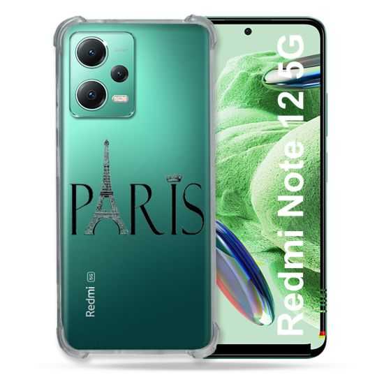 Coque Transparente Renforcée En Verre Trempé Pour Xiaomi Redmi Note 12 5G Paris Noir