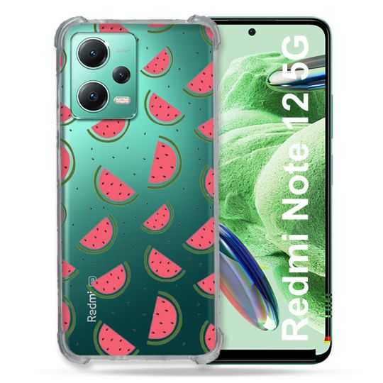 Coque Transparente Renforcée En Verre Trempé Pour Xiaomi Redmi Note 12 5G Pasteque