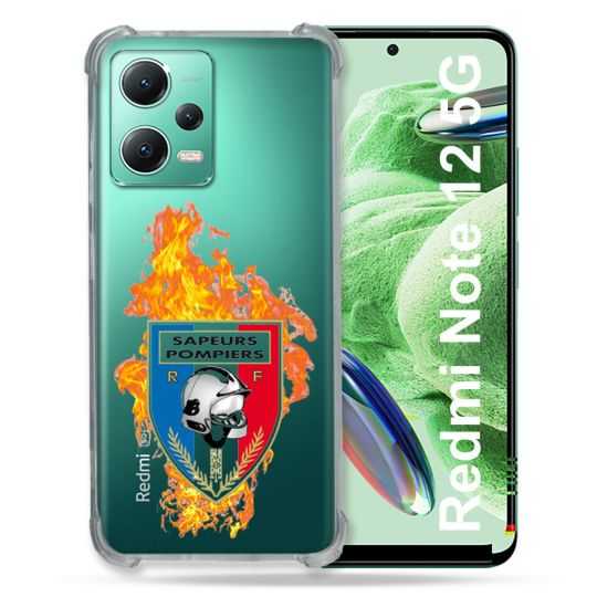 Coque Transparente Renforcée En Verre Trempé Pour Xiaomi Redmi Note 12 5G Pompier Feu