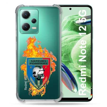 Coque Transparente Renforcée En Verre Trempé Pour Xiaomi Redmi Note 12 5G Pompier Feu