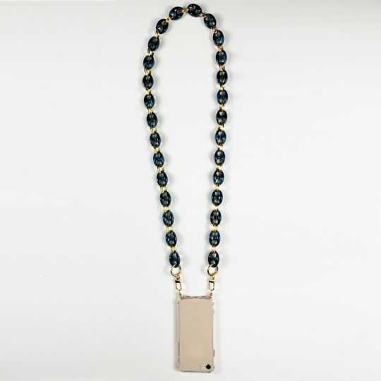 Coque Transparente Renforcée En Verre Trempé Pour Xiaomi Redmi Note 12 5G Lanière / Cordon Anneaux Bleu et Or