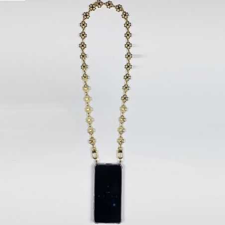 Coque Transparente Renforcée En Verre Trempé Pour Xiaomi Redmi Note 12 5G Lanière / Cordon Bijou Trèfle Or