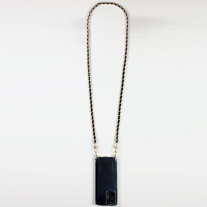 Coque Transparente Renforcée En Verre Trempé Pour Xiaomi Redmi Note 12 5G Lanière / Cordon Chaine suspendue Noir