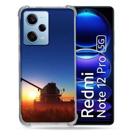 Coque Renforcée En Verre Trempé Pour Xiaomi Redmi Note 12 Pro 5G Agriculture Moissonneuse Soleil