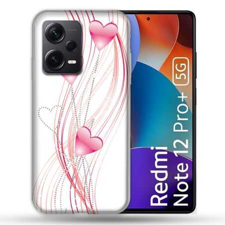 Coque Renforcée Pour Xiaomi Redmi Note 12 Pro Plus 5G Amour Coeur Rose Montant sur Blanc
