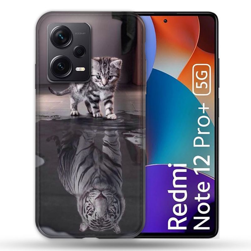 Coque Renforcée Pour Xiaomi Redmi Note 12 Pro Plus 5G Animal Chat Reflet
