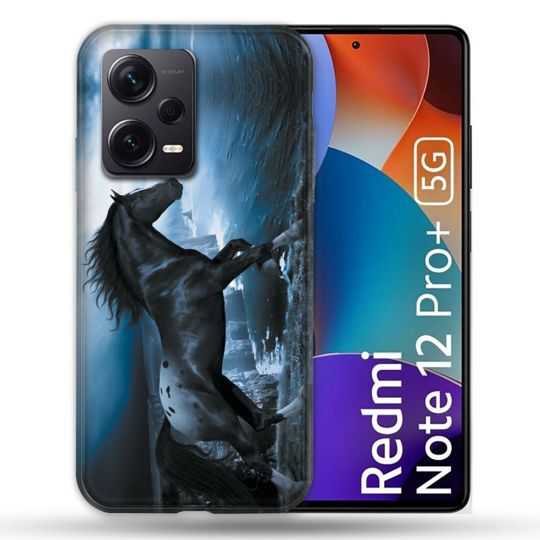 Coque Renforcée Pour Xiaomi Redmi Note 12 Pro Plus 5G Animal Cheval Noir