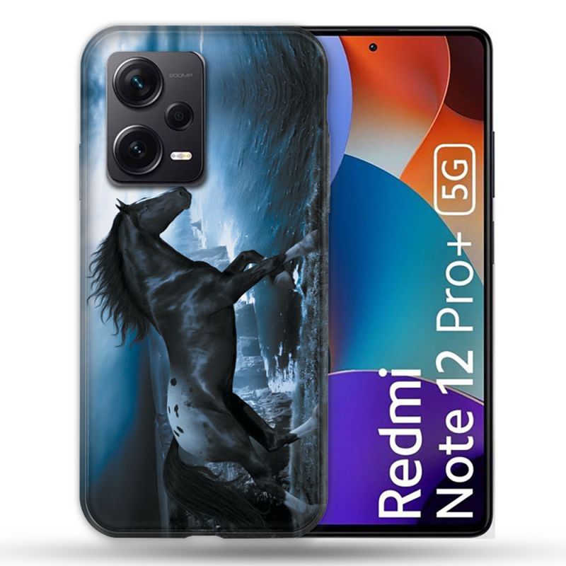 Coque Renforcée Pour Xiaomi Redmi Note 12 Pro Plus 5G Animal Cheval Noir