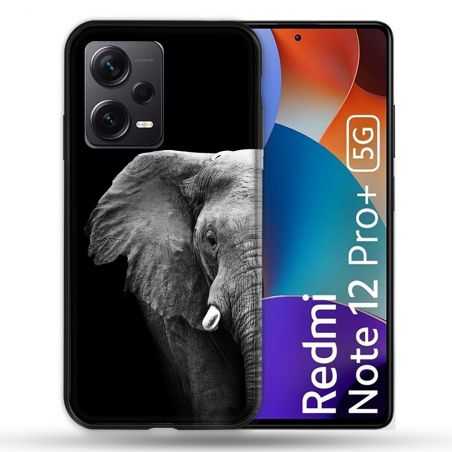 Coque Renforcée Pour Xiaomi Redmi Note 12 Pro Plus 5G Animal Elephant Noir