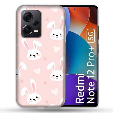 Coque Renforcée Pour Xiaomi Redmi Note 12 Pro Plus 5G Animal Lapin Rose