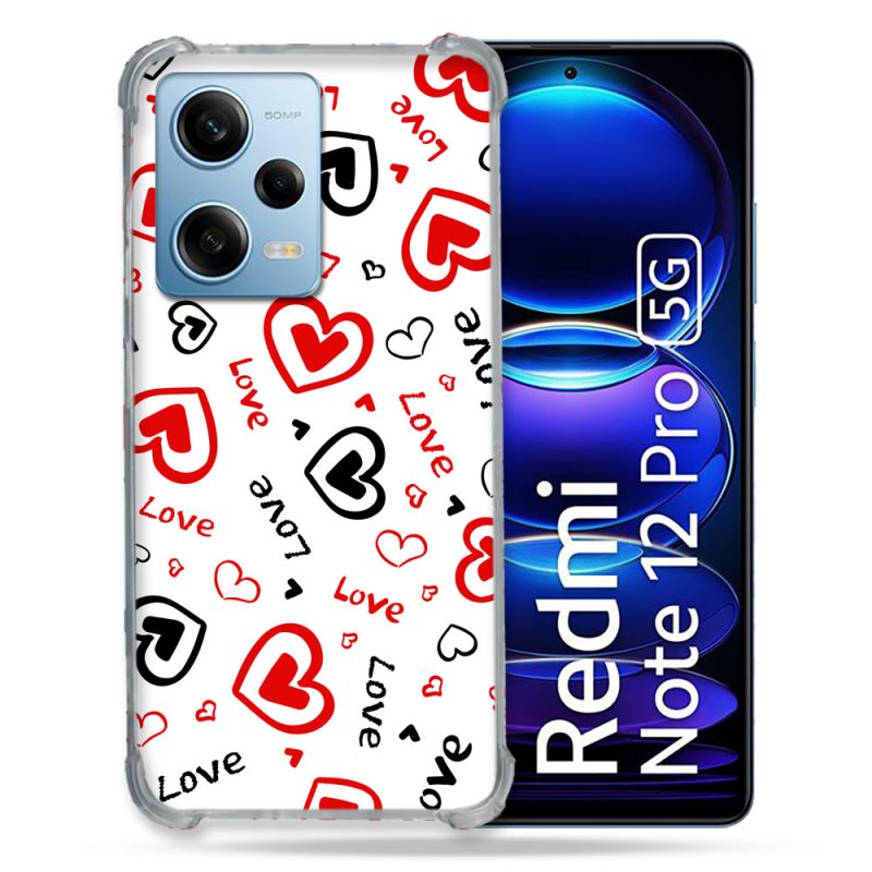 Coque Renforcée En Verre Trempé Pour Xiaomi Redmi Note 12 Pro 5G Amour Love