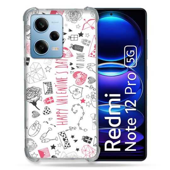 Coque Renforcée En Verre Trempé Pour Xiaomi Redmi Note 12 Pro 5G Amour Valentines