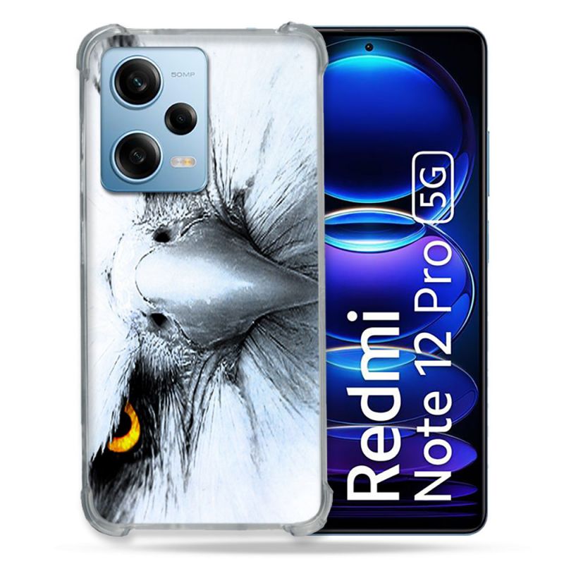 Coque Renforcée En Verre Trempé Pour Xiaomi Redmi Note 12 Pro 5G Animal Aigle Royal Blanc