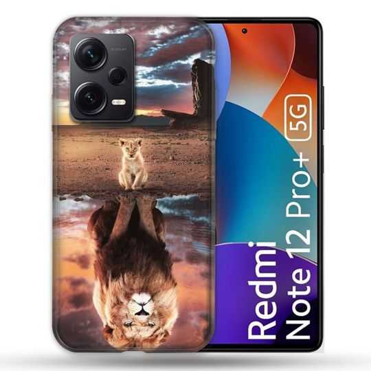 Coque Renforcée Pour Xiaomi Redmi Note 12 Pro Plus 5G Animal Lion Reflet