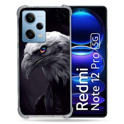 Coque Renforcée En Verre Trempé Pour Xiaomi Redmi Note 12 Pro 5G Animal Aigle Royal Noir