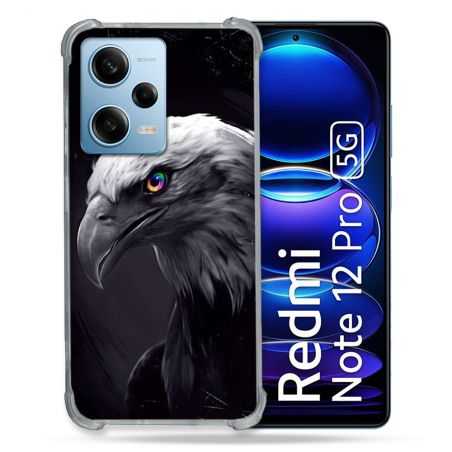 Coque Renforcée En Verre Trempé Pour Xiaomi Redmi Note 12 Pro 5G Animal Aigle Royal Noir
