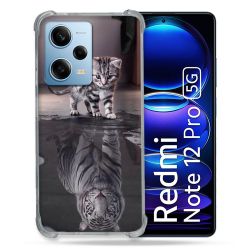 Coque Renforcée En Verre Trempé Pour Xiaomi Redmi Note 12 Pro 5G Animal Chat Reflet