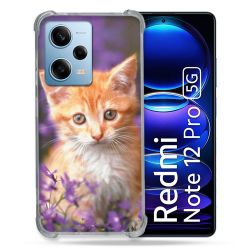 Coque Renforcée En Verre Trempé Pour Xiaomi Redmi Note 12 Pro 5G Animal Chat Violet
