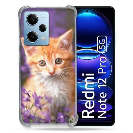 Coque Renforcée En Verre Trempé Pour Xiaomi Redmi Note 12 Pro 5G Animal Chat Violet