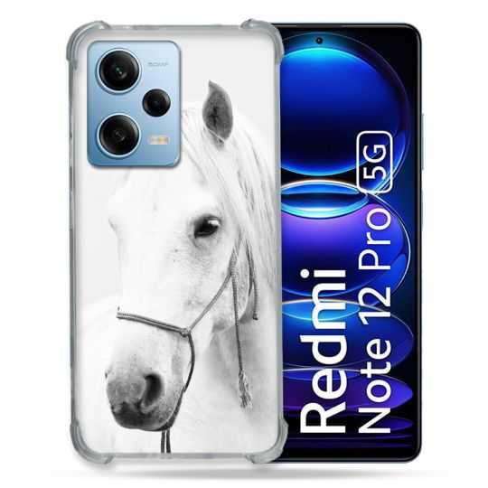 Coque Renforcée En Verre Trempé Pour Xiaomi Redmi Note 12 Pro 5G Animal Cheval Cristal