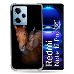 Coque Renforcée En Verre Trempé Pour Xiaomi Redmi Note 12 Pro 5G Animal Cheval Marron