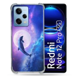 Coque Renforcée En Verre Trempé Pour Xiaomi Redmi Note 12 Pro 5G Animal Dauphin Vague
