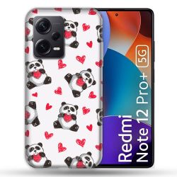 Coque Renforcée Pour Xiaomi Redmi Note 12 Pro Plus 5G Animal Panda Cœur