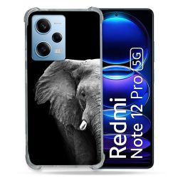 Coque Renforcée En Verre Trempé Pour Xiaomi Redmi Note 12 Pro 5G Animal Elephant Noir