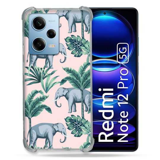 Coque Renforcée En Verre Trempé Pour Xiaomi Redmi Note 12 Pro 5G Animal Elephant Pattern