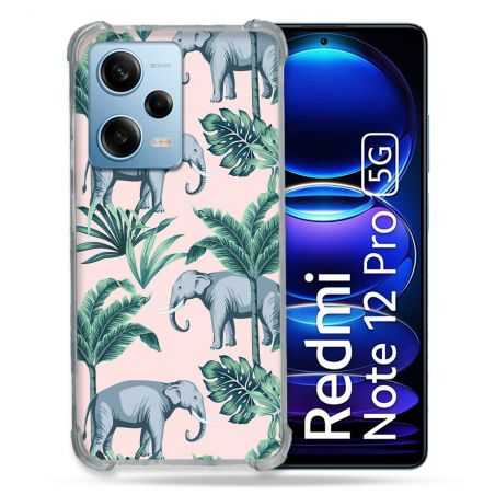 Coque Renforcée En Verre Trempé Pour Xiaomi Redmi Note 12 Pro 5G Animal Elephant Pattern