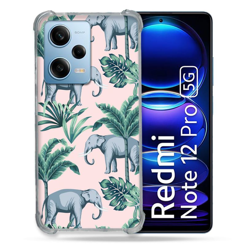 Coque Renforcée En Verre Trempé Pour Xiaomi Redmi Note 12 Pro 5G Animal Elephant Pattern