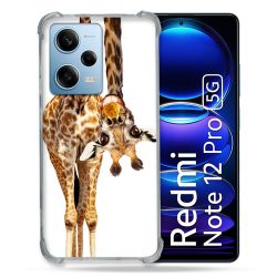 Coque Renforcée En Verre Trempé Pour Xiaomi Redmi Note 12 Pro 5G Animal Girafe Blanche