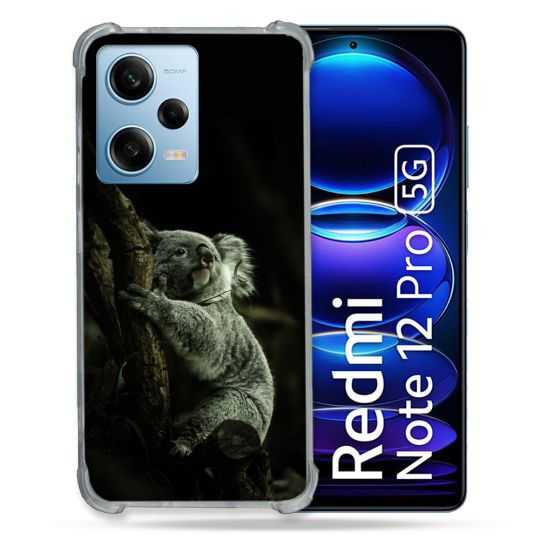 Coque Renforcée En Verre Trempé Pour Xiaomi Redmi Note 12 Pro 5G Animal Koala Noir
