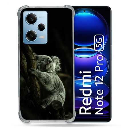 Coque Renforcée En Verre Trempé Pour Xiaomi Redmi Note 12 Pro 5G Animal Koala Noir
