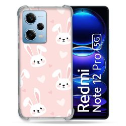 Coque Renforcée En Verre Trempé Pour Xiaomi Redmi Note 12 Pro 5G Animal Lapin Rose