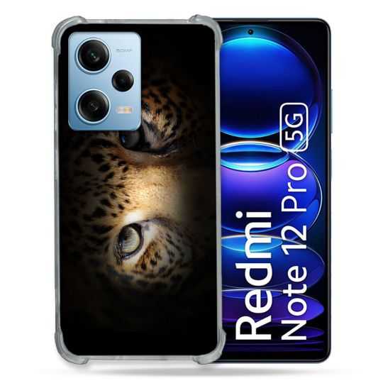 Coque Renforcée En Verre Trempé Pour Xiaomi Redmi Note 12 Pro 5G Animal Leopard Yeux