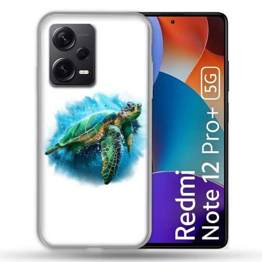 Coque Renforcée Pour Xiaomi Redmi Note 12 Pro Plus 5G Animal Tortue Blanche multicolore