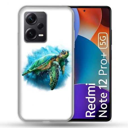 Coque Renforcée Pour Xiaomi Redmi Note 12 Pro Plus 5G Animal Tortue Blanche multicolore
