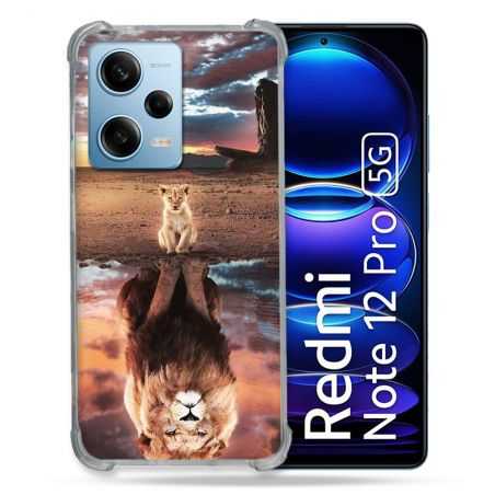 Coque Renforcée En Verre Trempé Pour Xiaomi Redmi Note 12 Pro 5G Animal Lion Reflet