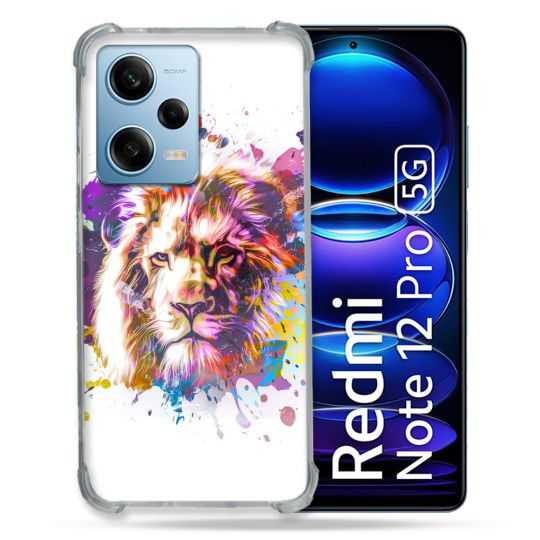 Coque Renforcée En Verre Trempé Pour Xiaomi Redmi Note 12 Pro 5G Animal Lion Tag