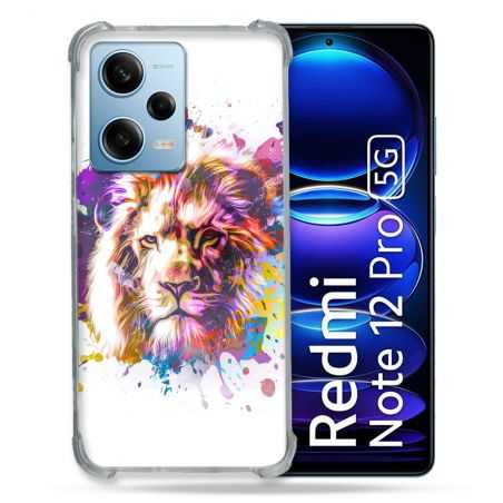 Coque Renforcée En Verre Trempé Pour Xiaomi Redmi Note 12 Pro 5G Animal Lion Tag