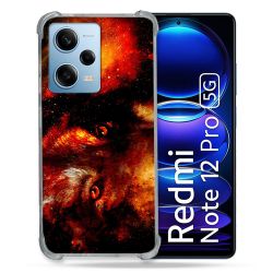 Coque Renforcée En Verre Trempé Pour Xiaomi Redmi Note 12 Pro 5G Animal Loup Espace