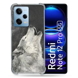 Coque Renforcée En Verre Trempé Pour Xiaomi Redmi Note 12 Pro 5G Animal Loup Hurlement