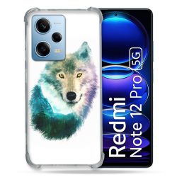Coque Renforcée En Verre Trempé Pour Xiaomi Redmi Note 12 Pro 5G Animal Loup Montagne
