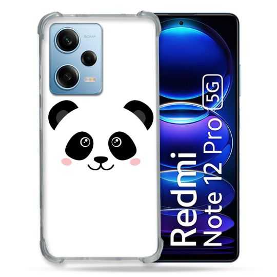 Coque Renforcée En Verre Trempé Pour Xiaomi Redmi Note 12 Pro 5G Animal Panda Blanc