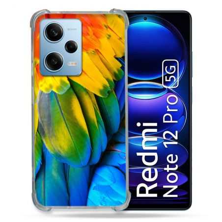Coque Renforcée En Verre Trempé Pour Xiaomi Redmi Note 12 Pro 5G Animal Perroquet Plume