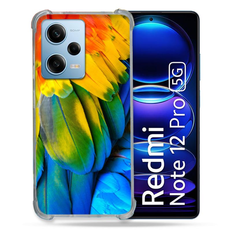 Coque Renforcée En Verre Trempé Pour Xiaomi Redmi Note 12 Pro 5G Animal Perroquet Plume