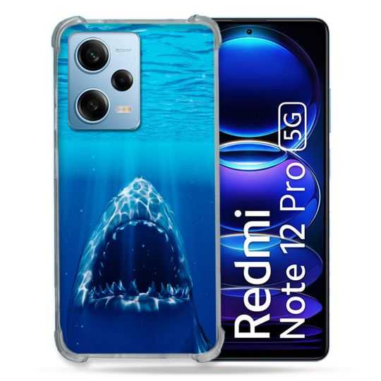 Coque Renforcée En Verre Trempé Pour Xiaomi Redmi Note 12 Pro 5G Animal Requin Dent