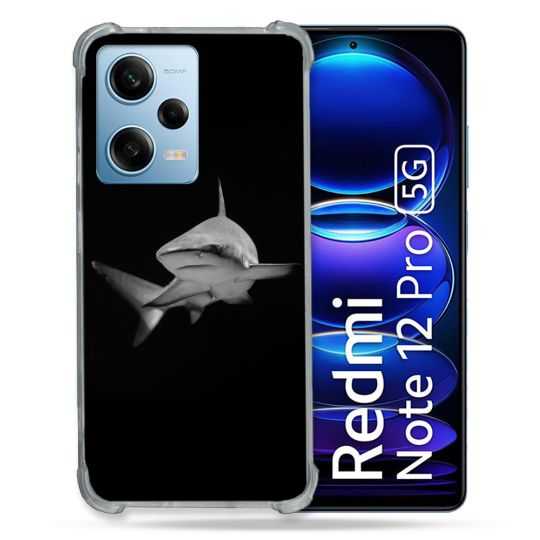 Coque Renforcée En Verre Trempé Pour Xiaomi Redmi Note 12 Pro 5G Animal Requin Sombre